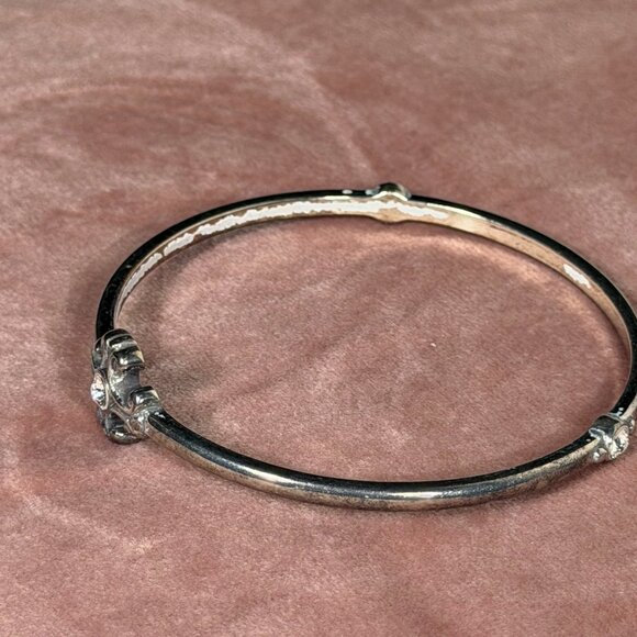 Brighton Silver-Tone Cross & Crystal Bangle Bracelet - Picture 7 of 12
